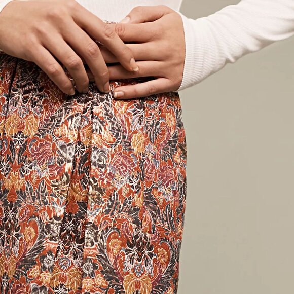Anthropologie Maeve Pleated A-Line Mini Skirt Floral Rosia Print Pockets Bottom - Picture 4 of 12